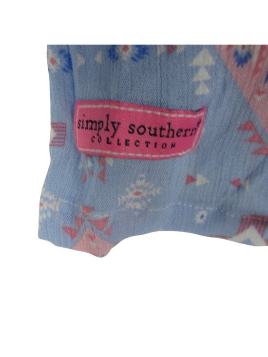 Simply Southern Blue Aztec Print Cotton Maxi Dress Adjustable Straps XL Summer - Picture 6 of 7